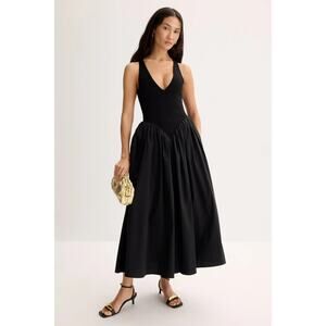 Ronny kobo Sirinda Dress S-Line V-Neck Pull-on Black Night, Size XL, Ret $648